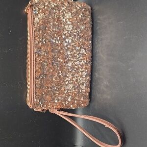 Charming Charlie rose gold crossbody special occasion purse